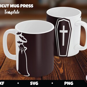 吸血鬼マグプレスSVG、ハロウィンコーヒーマグテンプレート（デジタルダウンロード） 画像 4