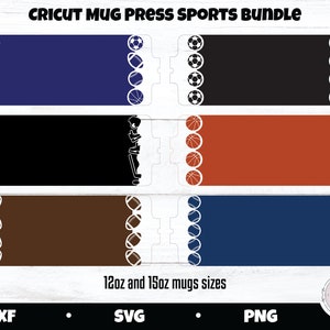 Cricut Mug Press SVG Bundle, Mug press Template, Mug bundle, 6 Sports Templates, Baseball, Football, Basketball, Soccer, Hockey, Sports