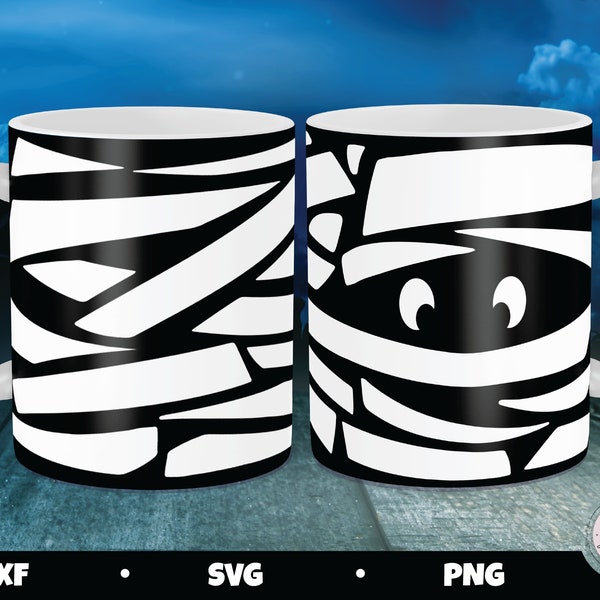 Halloween mug press, Mummy Mug, Halloween sublimation mug, monster mug svg, mug press svg design, infusible ink svg, mummy sublimation png