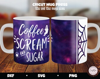 Halloween Coffee Mug SVG, Spider Web, Cricut Mug Press (Digital Download)
