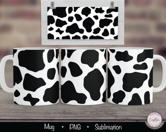 Sublimatieontwerp mok koeprint, 11 oz 12 oz 15 oz (digitale png-download)