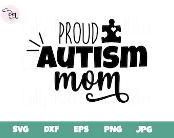 Dumna mama z autyzmem SVG, plik Cricut Cut (pobranie cyfrowe)