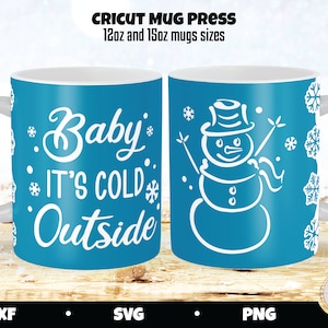 Sneeuwpop mok druk op SVG, winter mok druk, kerst mok druk, Cricut mok druk op SVG, vakantie mok, baby het is koud buiten SVG, kerstcadeau