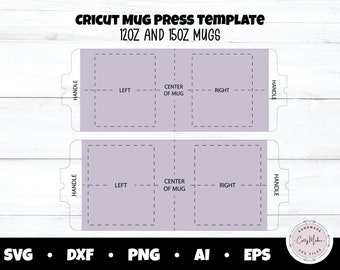 12oz and 15oz Cricut Mug Press Templates, Full Wrap Mug Press Templates, Illustrator Mug Templates, Mug Sublimation Templates