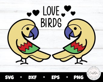 Love Birds SVG, Valentine's Day Parrot Clipart (Digital Download)