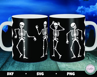 Dancing Skeletons Mug Press SVG, Halloween Design (Digital Download)
