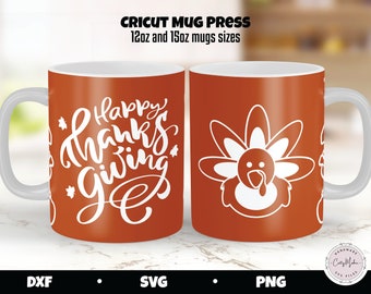 Thanksgiving Mug Press SVG, Fall Coffee Mug Template (Digital Download)