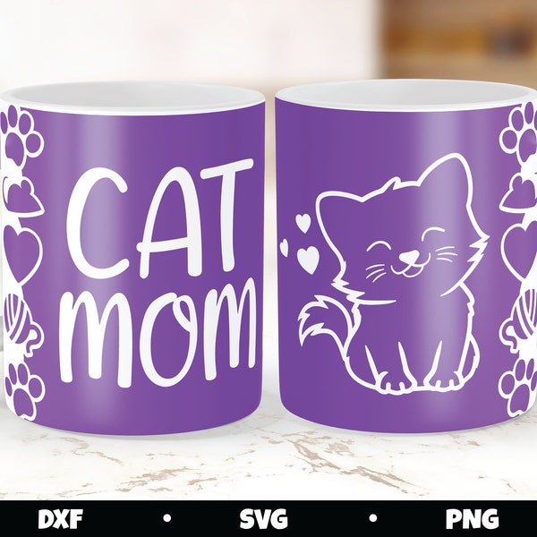 Mug Press SVG Design, Cat Mom Mug Press, Cat Mom SVG, cat mug press svg, Cricut Mug Press svg, mug press sublimation