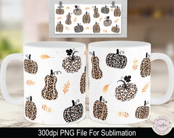 Sublimatieontwerp pompoenmok met dierenprint (PNG)