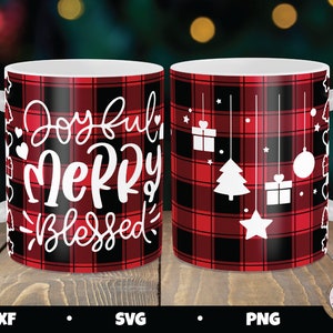 Prensa de tazas navideñas, prensa de tazas navideñas, prensa de tazas Cricut svg, diseño svg de prensa de tazas, alegría feliz bendita, tinta infusible svg, sublimación png