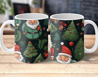 Weihnachtsweihnachtsbaum-Becher-Verpackung, Sublimation PNG (11 Unze, 15 Unze)