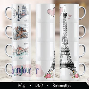 10oz stackable mugs, 10oz france mugs, 10oz mugs png, cricut stackable mugs, paris mug png, mug press sublimation png