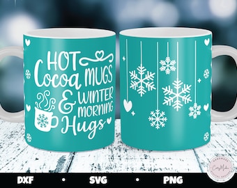 Cricut Mug Press SVG, Winter Mug SVG, Christmas Mug Press, Holiday Mug Press, Hot Cocoa SVG, Cricut Mug Sublimation PNG, Snowflake Mug SVG
