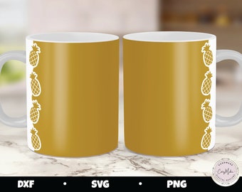 Pineapple Mug Press SVG Border, Sublimation Design (Digital Download)