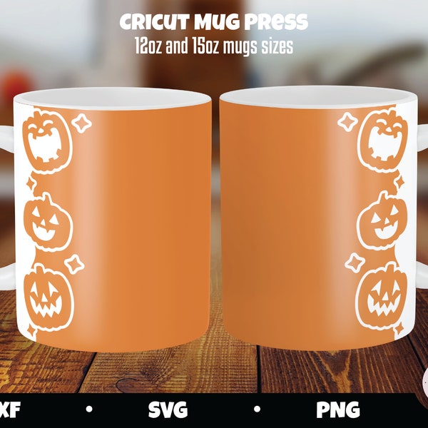 Coffee Mug SVG, Mug Press Template, Jack O Lantern Border Wrap, Halloween svg, Jack O Lantern svg, Pumpkin mug svg, Mug Press Design