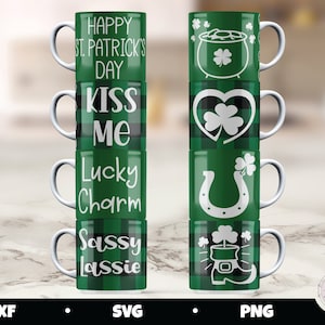 St. Patrick's Day Stackable Mug SVG, 10oz Shamrock Design (Digital Download) image 1