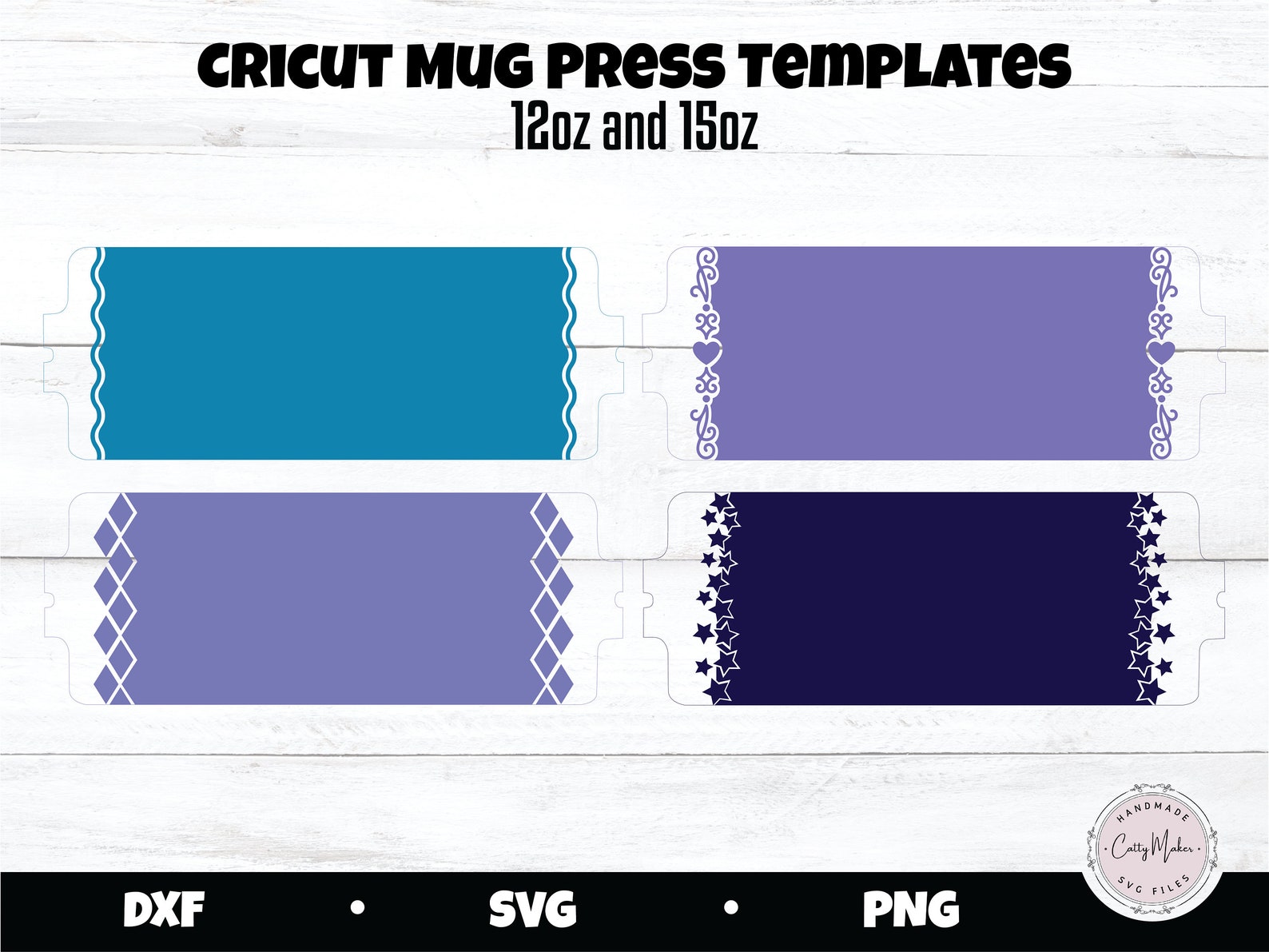 Cricut Mug Press SVG Template Bundle, Mug Border Design (digital