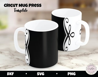 Cricut Mug Press SVG, Mug Press Template, Infusible Ink SVG, Mug Border SVG, Calligraphy Border Mug, 15 oz mug template, 12 oz mug template