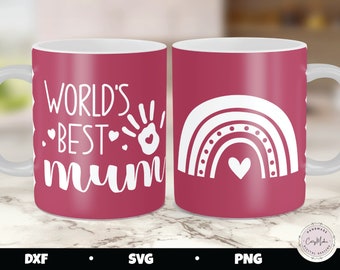 Mum Mug Press SVG, Mother's Day Rainbow Design (Digital Download)