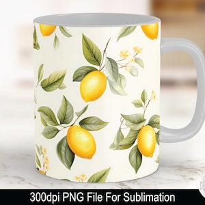 Lemon mug png, italian lemon wrap, coast coffee mug, mug sublimation png, 11 oz sublimation, 15 oz sublimation, fruit mug template, sicilian