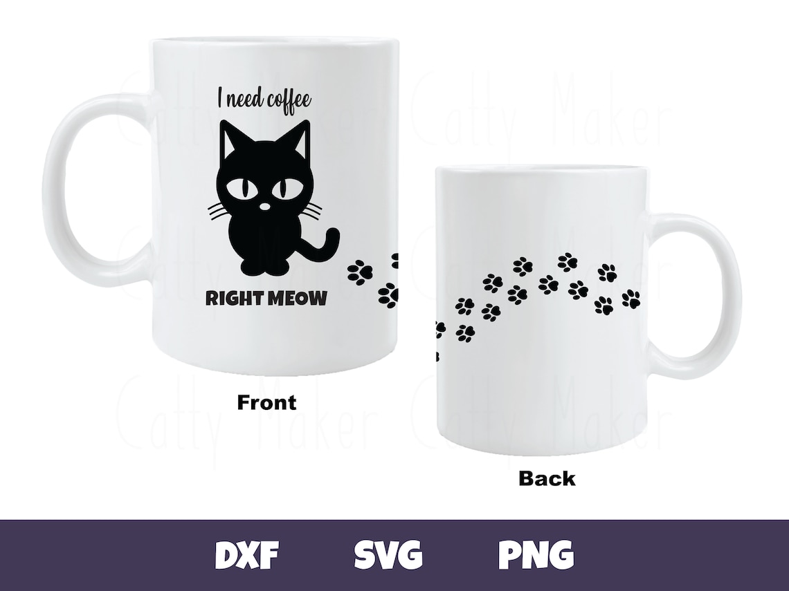 Cricut Mug Press Wrap Cat Coffee SVG Digital Download 12oz | Etsy