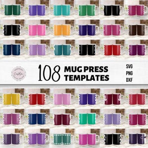 108 cricut mug press bundle, infuse ink mug svg, mug press svg designs, mug press template bundle, cricut mug press borders, mug svg