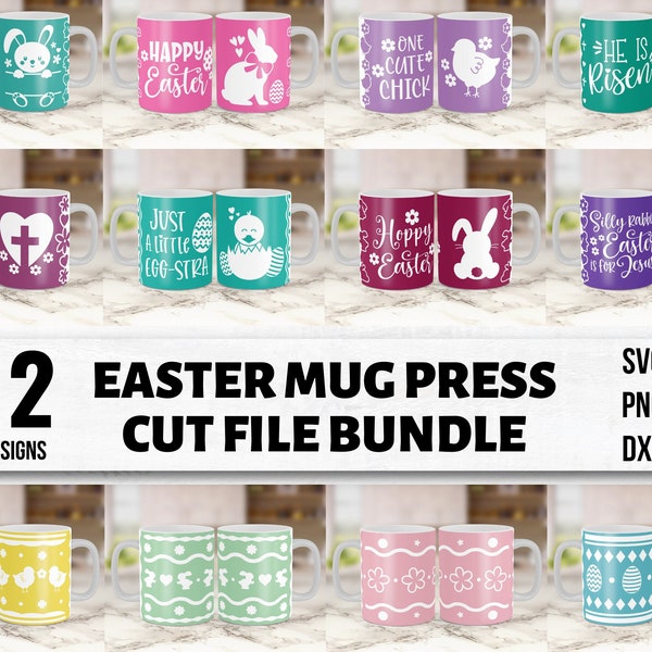 12 easter mug press designs, cricut mug press svg, easter mug bundle, mug press svg design, mug sublimation png, easter mug bundle