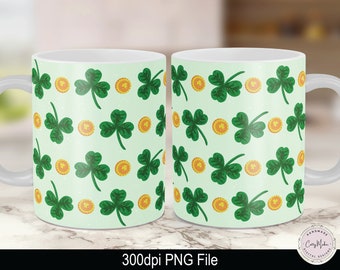 Shamrock Mug Sublimation Design, St. Patrick's Day PNG (Digital Download)