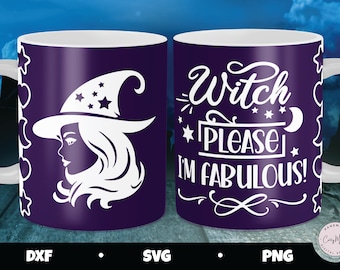 Witch Please Halloween Mug Press SVG, Cricut Infusible Ink Wrap (Digital Download)