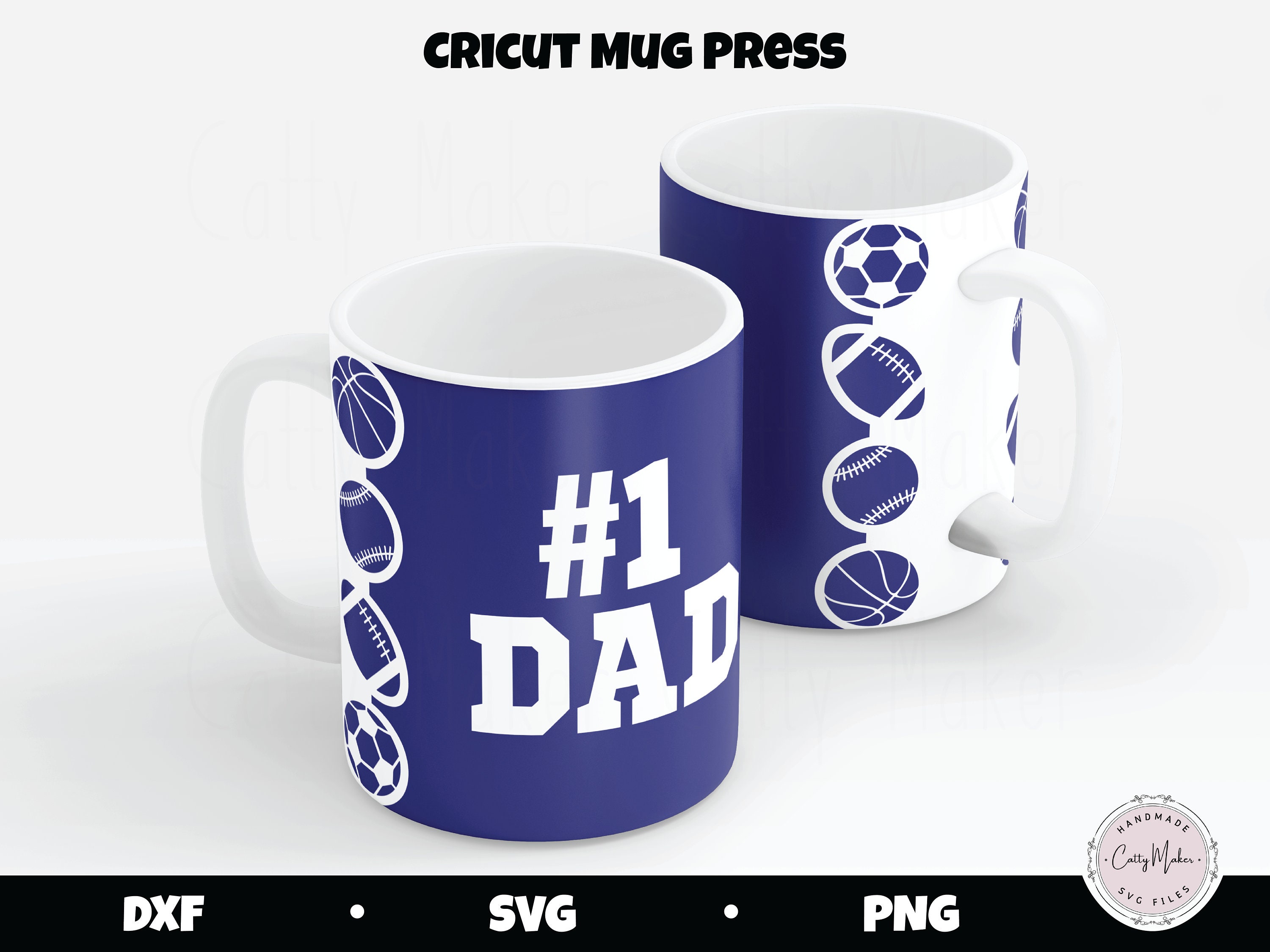 Cricut マグプレス SVG、#1 お父さん SVG、デジタルダウンロード