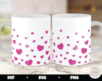 Heart Mug Press SVG, Valentine Glitter PNG (Digital Download)