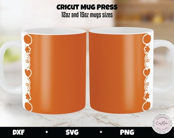 Herfst pompoen mok rand SVG, Cricut mok pers sjabloon (digitale download)