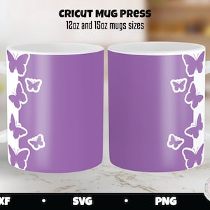 Papillon Cricut Mug Press SVG, Mug Press Template, Infusible Ink SVG, Mug Border SVG, 15 oz mug template, 12 oz mug template