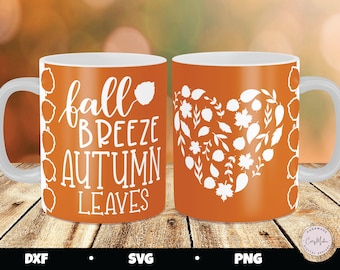 Fall Mug Press SVG, Autumn Leaves Design (Digital Download)