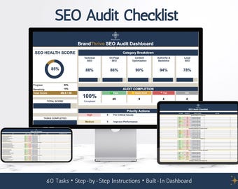 SEO Audit Checklist Template | Step-by-Step Guide, Website Analysis (Digital Download)