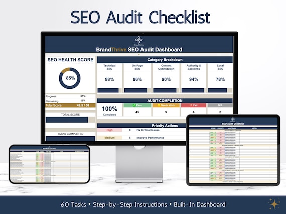 SEO Audit Checklist Template | Step-by-Step Guide, Website Analysis (Digital Download)
