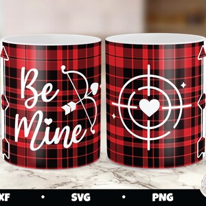 Valentine Mug Press SVG, Be Mine Plaid Mug Wrap (Digital Download)