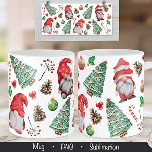 Gnome Sublimation, Christmas Sublimation PNG, Mug Press Sublimation, Holiday Sublimation, 12oz mug sublimation, 15oz Mug Sublimation