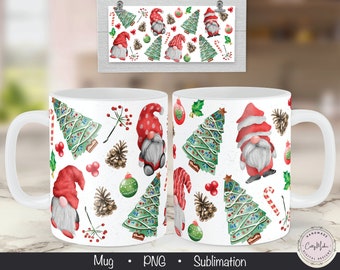 Christmas Gnomes Mug Sublimation Design (PNG)