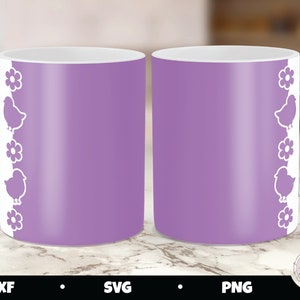 Stampa tazza di Pasqua, stampa tazza cricut in formato SVG, stampa tazza pulcini, design in formato SVG stampa tazza, fiori tazza SVG, PNG sublimazione tazza, stampa tazza PNG