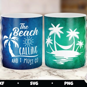 Mug press svg design, beach mug press, beach mug png, mug press svg design, summer mug svg, mug sublimation png, wave mug press border
