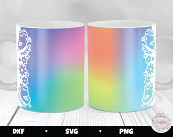 Schmetterling Blumen Mug Press SVG, Infusible Ink Vorlage (digitaler Download)