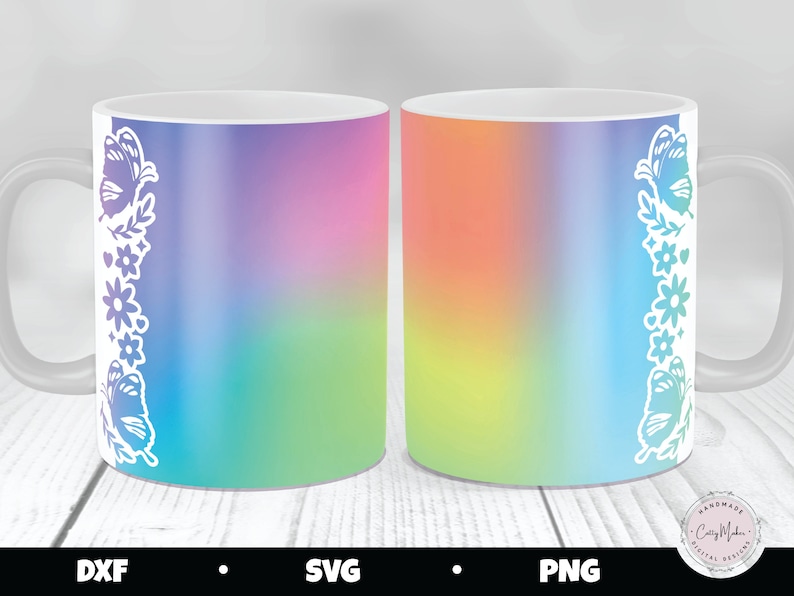 Butterfly Flower Mug Press SVG, Infusible Ink Template (Digital Download) image 1