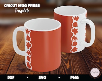 Fall Leaves Mug Border SVG, Cricut Mug Press Template (Digital Download)