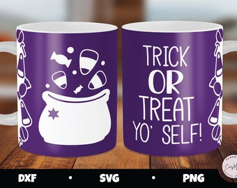 Halloween Mug Press SVG, Trick or Treat Design (Digital Download)
