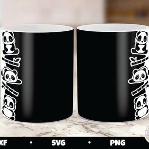 Cricut Mug Press, Panda Mug Wrap, Pandas Libros y Café, Panda Mug Press SVG, Pandas SVG, Taza de Café Panda