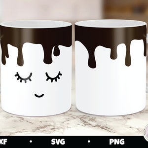 Cricut Mug Press SVG, Mug Press Template, Infusible Ink SVG, Chocolate Dripping Mug, 15 oz mug template, 12 oz mug template