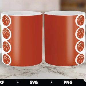 Cricut Mug Press SVG, Basketball, Téléchargement numérique, Tailles de tasse 12 oz et 15 oz, Mug Press Wrapping Template