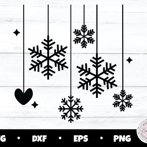 Snowflake SVG, Hanging Snowflakes svg, Winter SVG, Christmas SVG, Holiday svg, Christmas sign svg, Christmas sublimation png, Snow svg