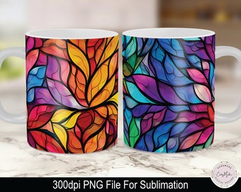 Glasmalerei-Becherverpackung PNG, Sublimationsdesign (Digitaler Download)